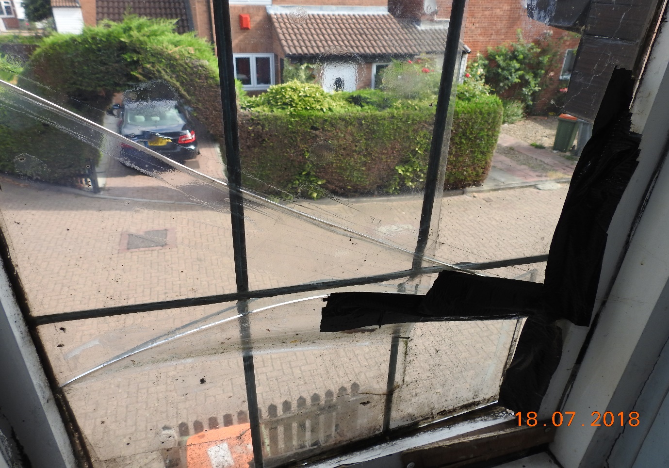 Cracked glazing.